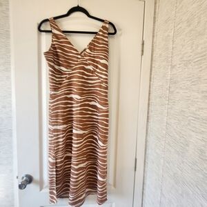 A new day Brown and White Striped  Dress Size S Euc
